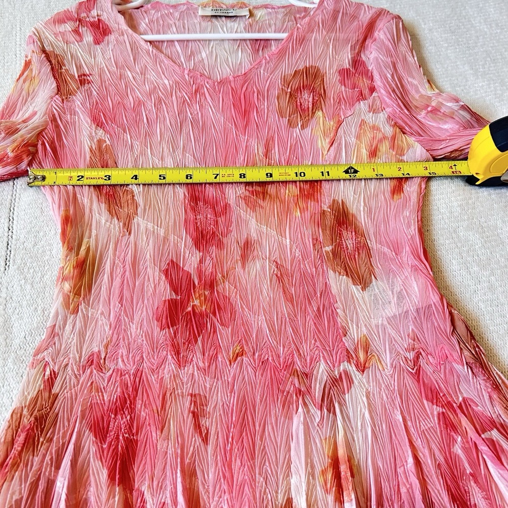 Vtg Y2K Fairy Pink Floral Top Sz M Ethereal Crinkle Sharkbite Hem Whimsical - Picture 13 of 14